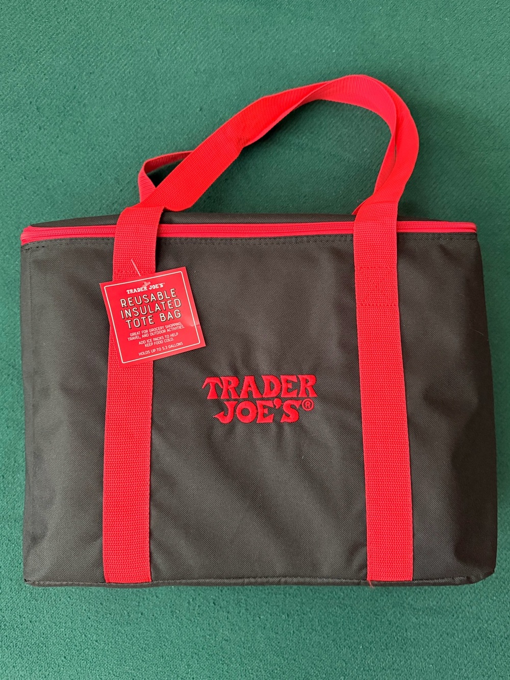 Trader Joe's Black and Red Reusable Insulated Tote